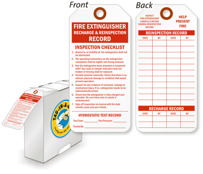 Fire Extinguisher Reinspection Record Tags, Sku - T-box-087