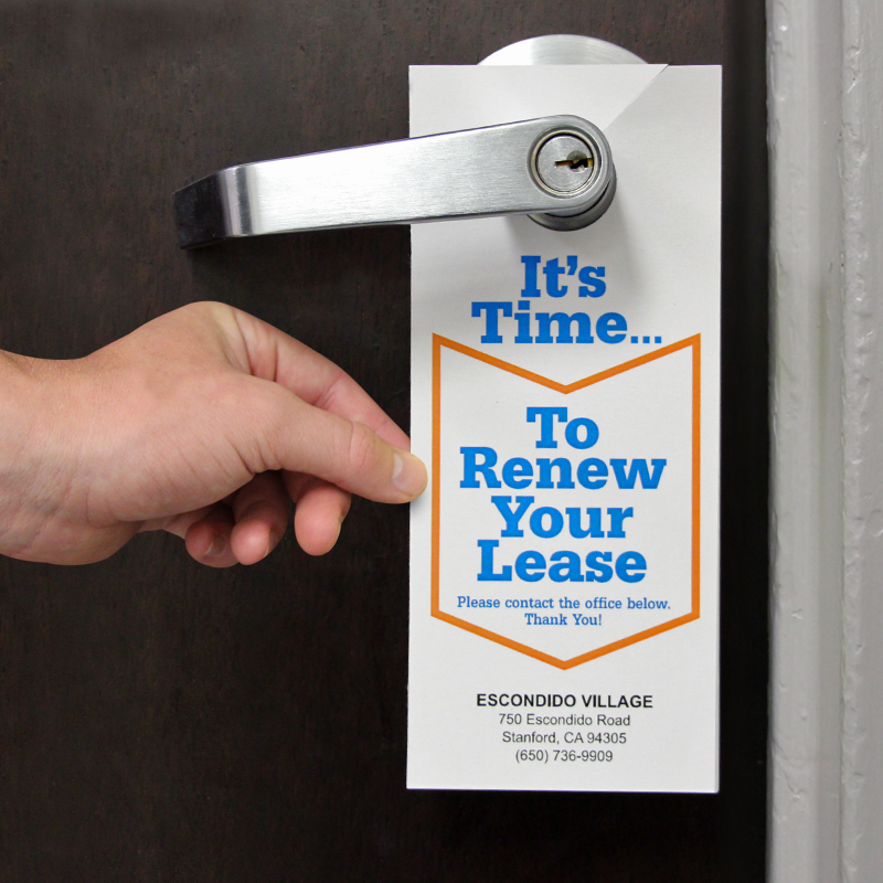 Personalized Its Time To Renew Your Lease Door Hanger