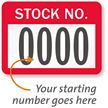 STOCK NO. Label, numbering, pack of 1000