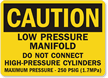 Caution: Do Not Connect High-Pressure Cylinders Sign