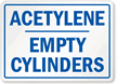 Acetylene Empty Cylinders Sign