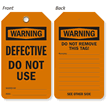 Warning Defective Do Not Use 2-Sided Tag