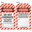 Do Not Energize Equipment Locked Out Danger Tag