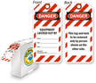 Danger Equipment Locked Out Tag-in-a-Box with Fiber Patch