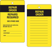 Repair Order Inspection Tag, Gas Cylinder Tag