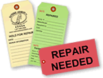 Industrial Repair Tags, Equipment Repair Tags