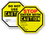 Caution Stop-Sign Shape Tags