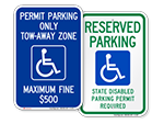 Handicap Permit Required Signs