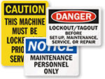 Lockout Before Maintenance Signs