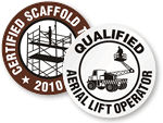 Scaffold Trained Hard Hat Decals