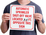 Sprinkler Shut Off Signs