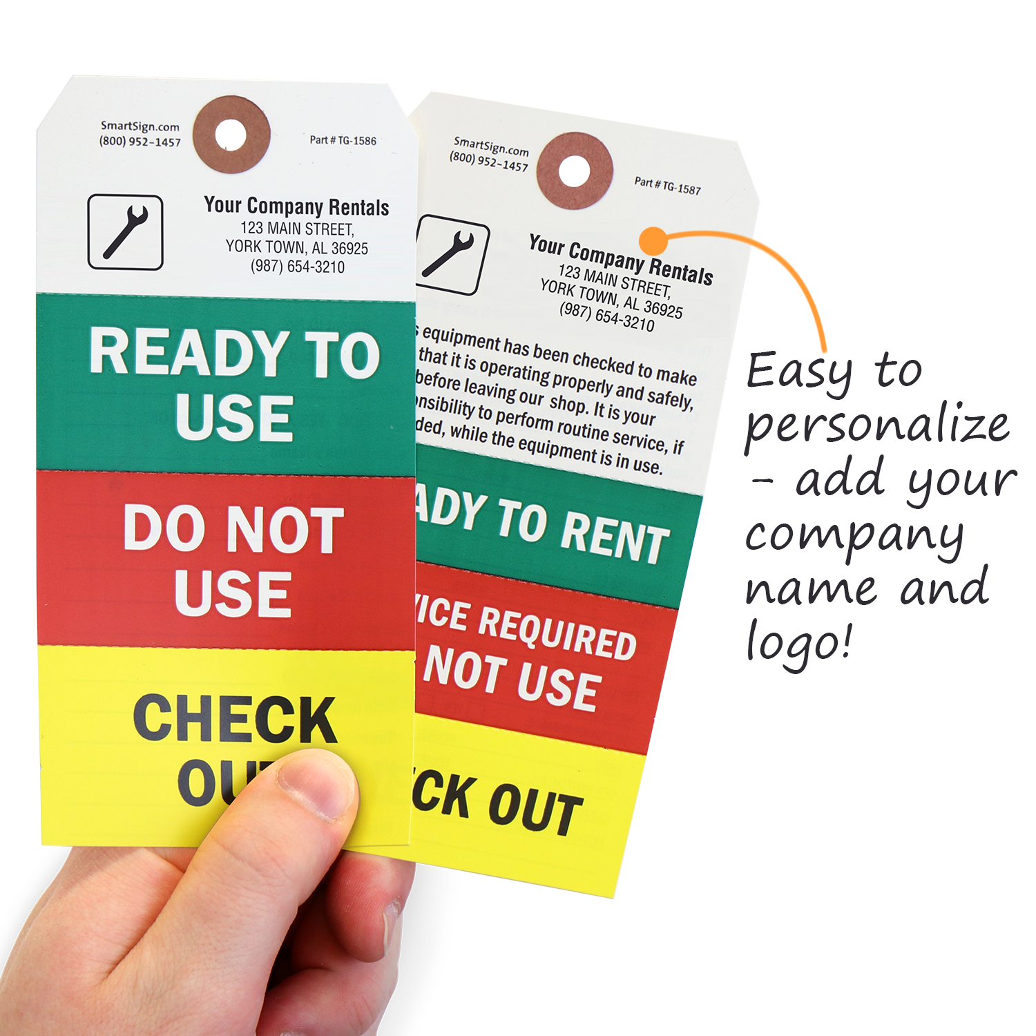 Ready to Rent Tags Rental Equipment and Machinery Tags