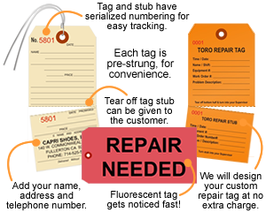 custom repair tags design
