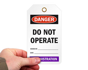 Do Not Operate Tags – by Department