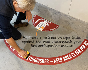Keep area around fire extinguisher clear floor sign kit