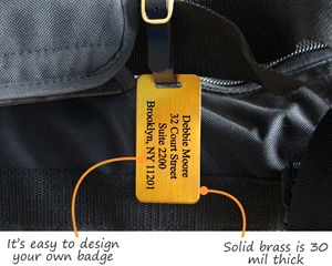 Personalized brass luggage tag