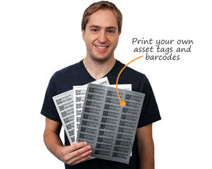 Laser printable sheets for barcodes or asset labels