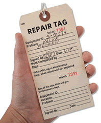 Industrial Repair Tags, Equipment Repair Tags