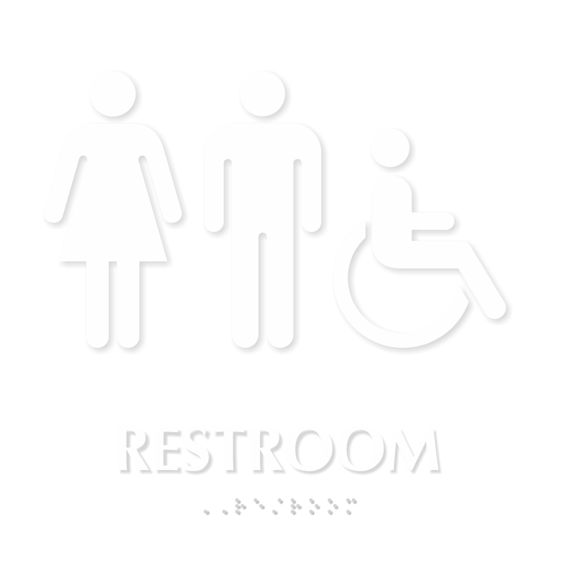 Braille Unisex Restroom Sign With Male, Female, Accessible Pictograms