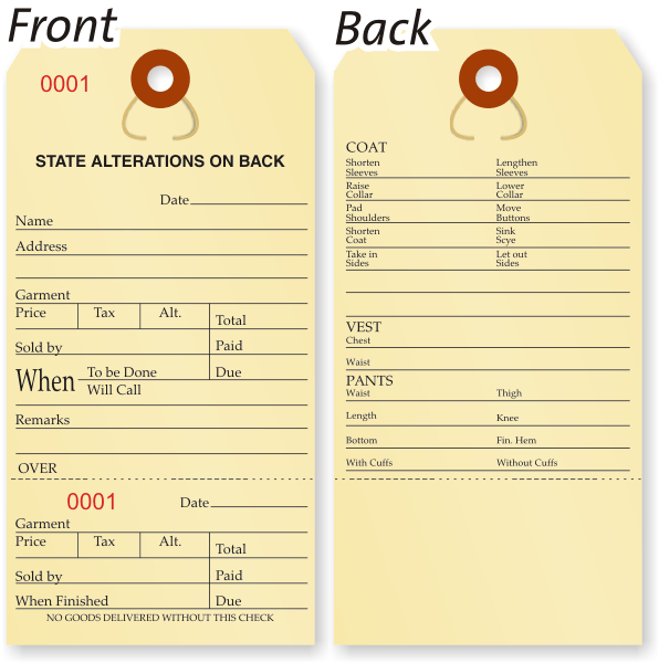 Printable Alteration Tag Template