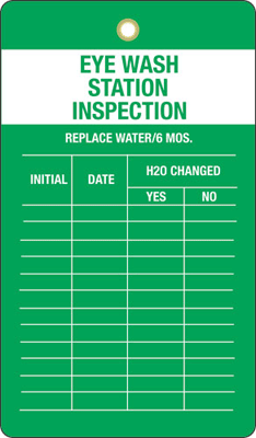 Eyewash Inspection Tags | Shower Inspection Record Tags