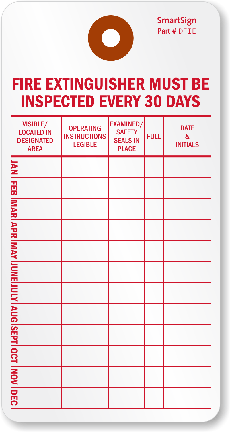 Fire Extinguisher Inspection Record Tags - Fire ...