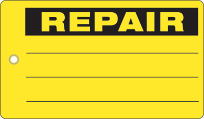 Industrial Repair Tags, Equipment Repair Tags