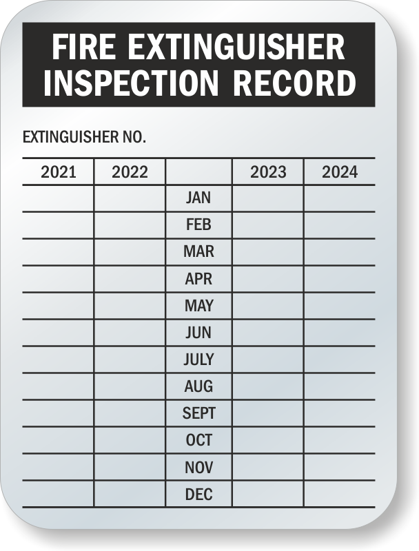 4/5 Year Record Fire Extinguisher Tags