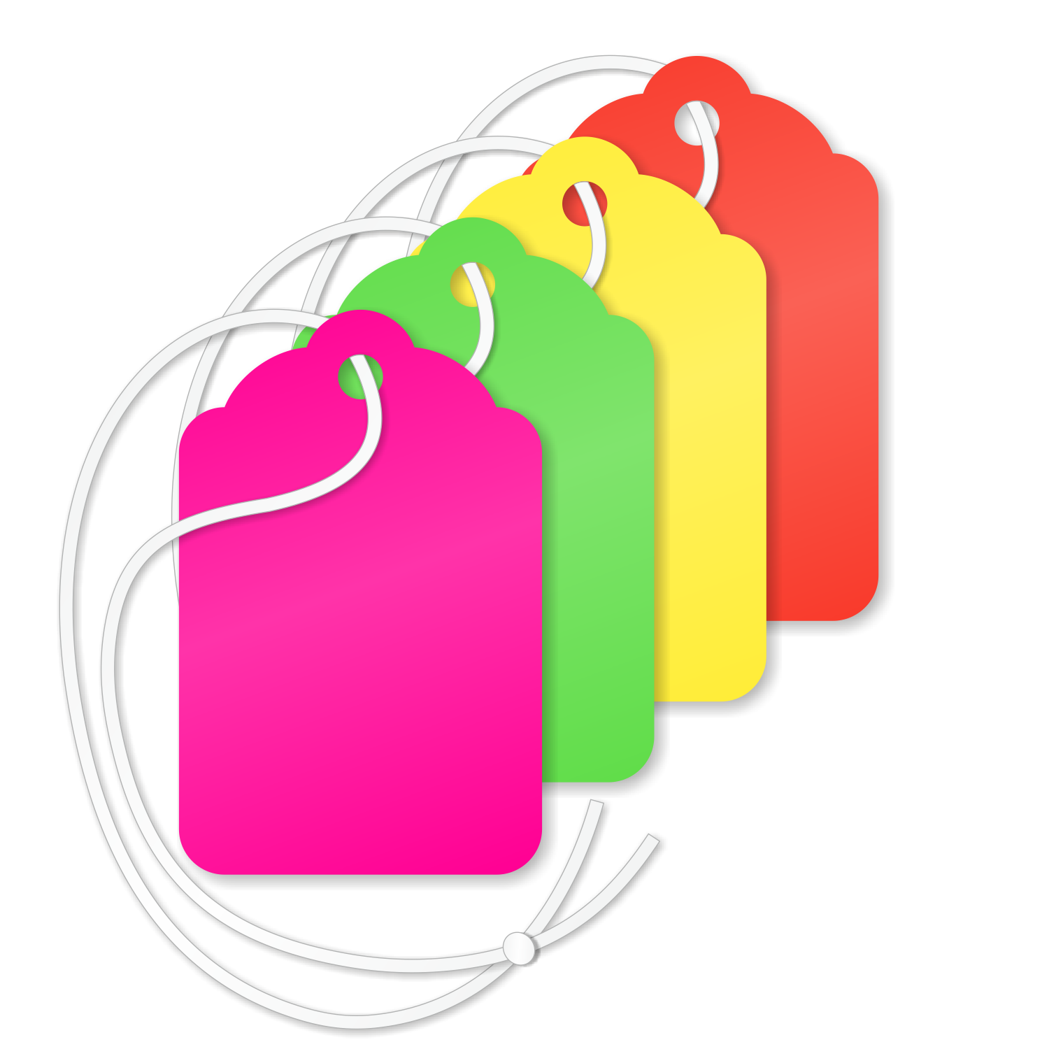 Multi-Colored Fluorescent Merchandise Tags with String