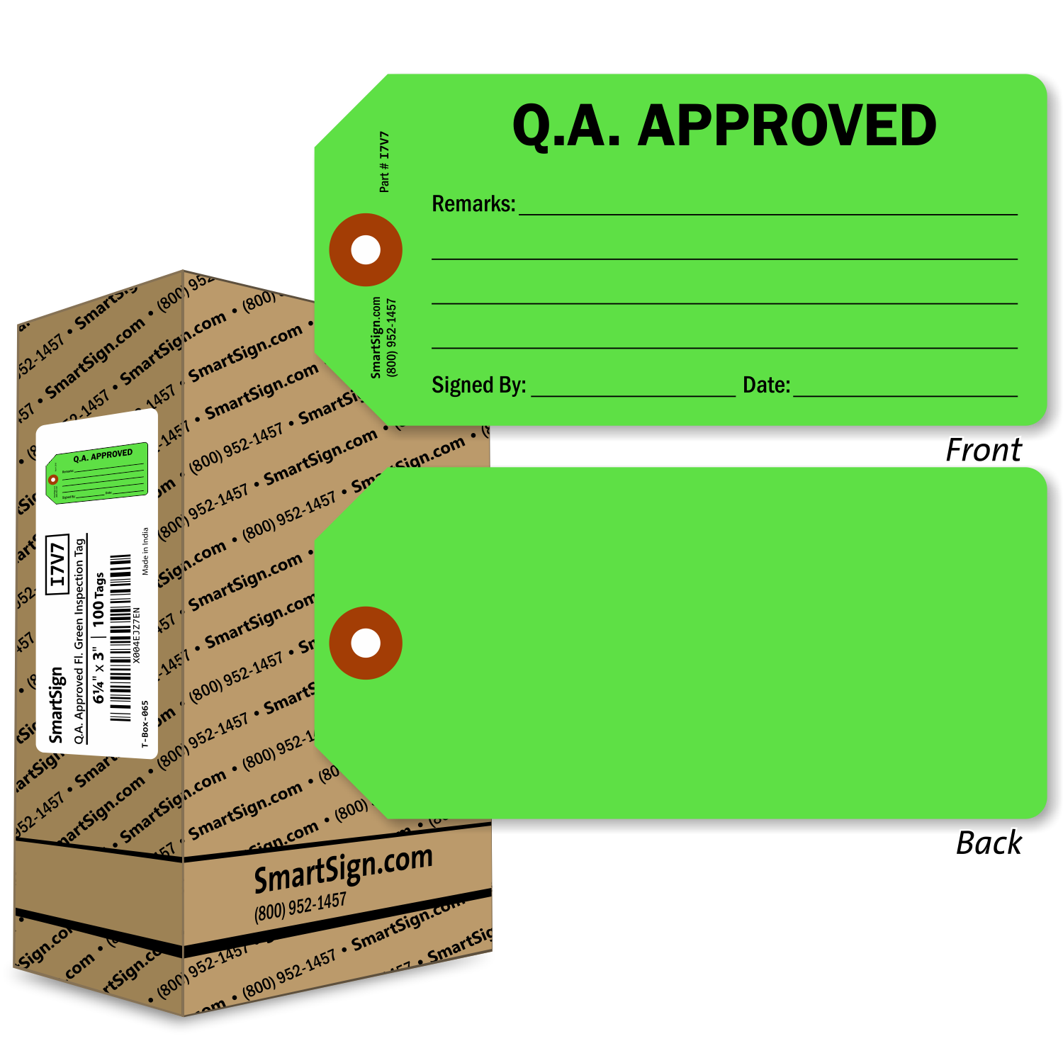 Q.A. Approved Inspection Tag-In-A-Box, Tag with Fiber Patch, SKU: T-BOX-065