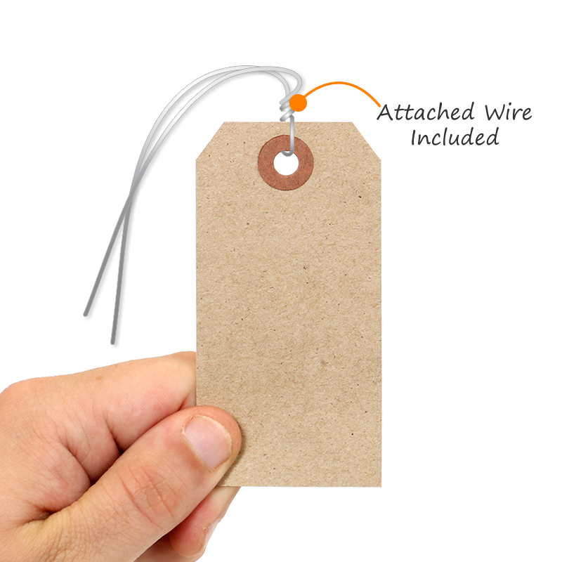 Recycled Paper Cardstock Tag with Wires - Kraft Paper Tag, SKU: TG-0450