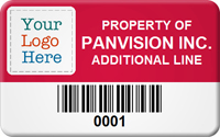 SunGuard Asset Label Add Company Name with Barcode