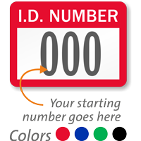 ID No. Consecutive Numbered Labels (Pack of 100)