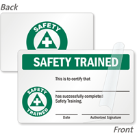 Safety Trained Self Laminating Wallet Card, 2-Sided 