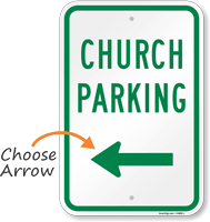 Church Parking Sign with Arrow