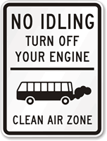 No Idling Engine Clean Air Sign