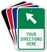 Custom Parking Lot Directions Sign Ahead Left Arrow