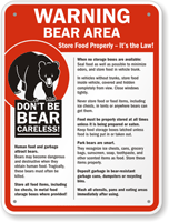 Bear Area  Store Food Properly