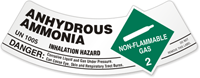 Anhydrous Ammonia Gas Cylinder Shoulder Label