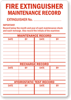Fire Extinguisher Maintenance Record Label