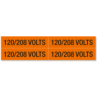120/208 Volts Labels, Medium (1 1/8in. x 4 1/2in.)