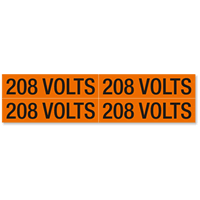 208 Volts Marker Labels, Medium (1 1/8in. x 4 1/2in.)