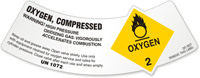 Oxygen Compressed Warning High Pressure Cylinder Shoulder Label