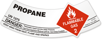 Propane Danger Flammable Gas Cylinder Shoulder Label