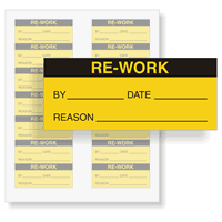 Re Work Calibration Labels, Black On Yellow
