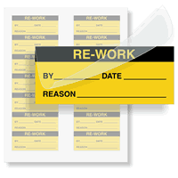 Re Work Calibration Labels, Black On Yellow