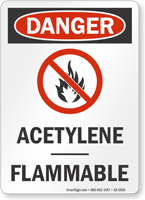 Acetylene Flammable OSHA Danger Sign