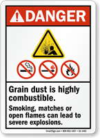 Grain Dust Is Highly Combustible No Smoking Sign