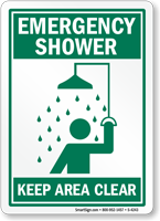 Emergency Shower Keep Area Clear Sign
