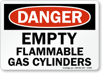 OSHA Danger   Empty Flammable Gas Cylinders Sign